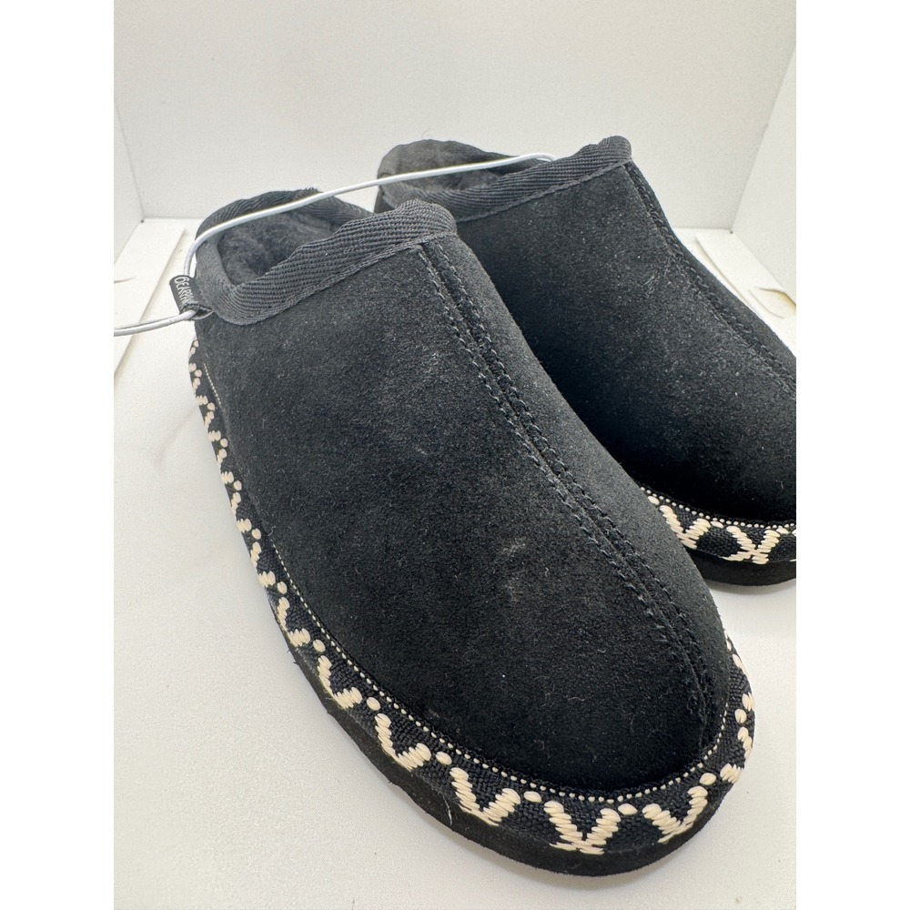 Bearpaw Kids Black Suede Shearling Lined Clog Slippers Cozy Warm Size 9 Toddler - Picture 2 of 6
